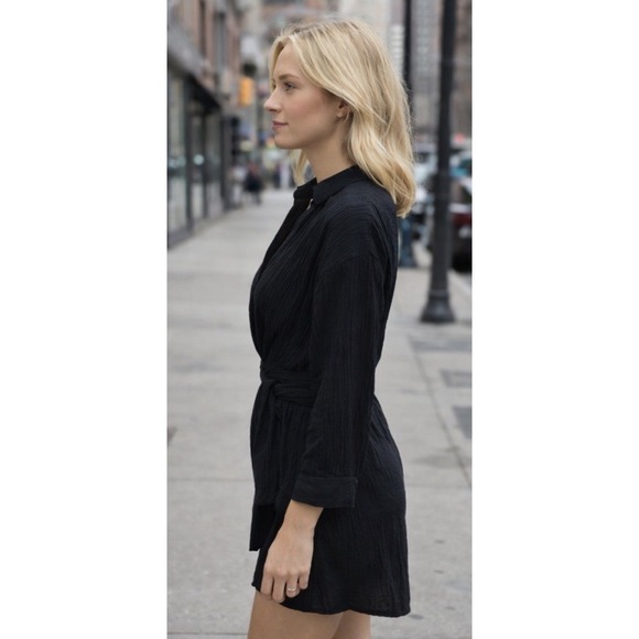 Zara Women's Collared V-Neck Longsleeved Wrap Dress Black Small - Picture 3 of 10